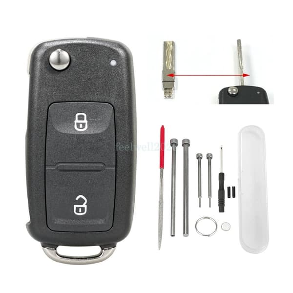 2 Button Flip Key Fob Case For VW Transporter T5 T6 Amarok Polo Golf Tool Set