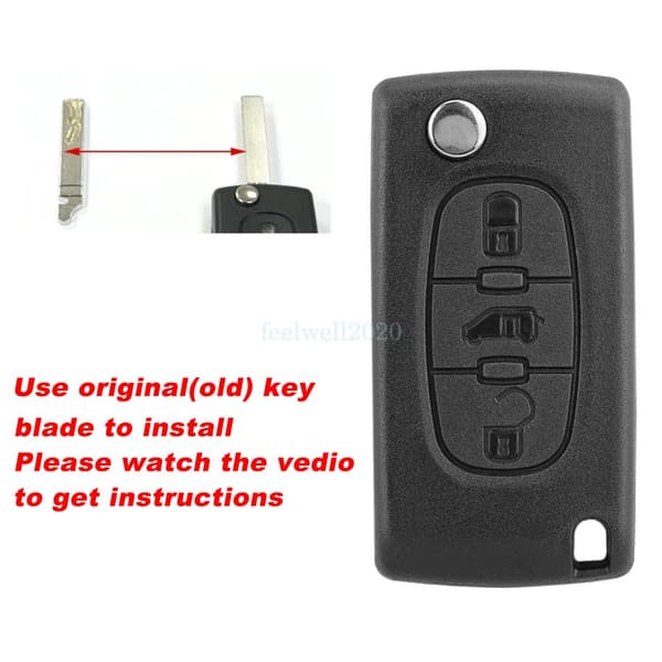 3 Button Flip Key Fob Case For Peugeot Partner Toyota Proace + Pin Removal Tool