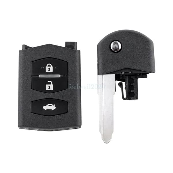 3 Button Flip Remote Key Fob Case Shell For Mazda 2 3 5 6 RX-8 MX-5 + Battery