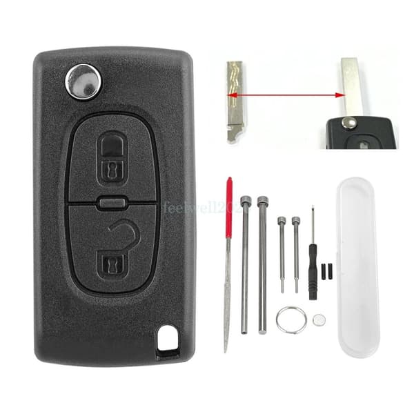 2Button Flip Key Fob Case HU83 For Citroen C2 C8 C3 Peugeot 207 307 308 Tool Set