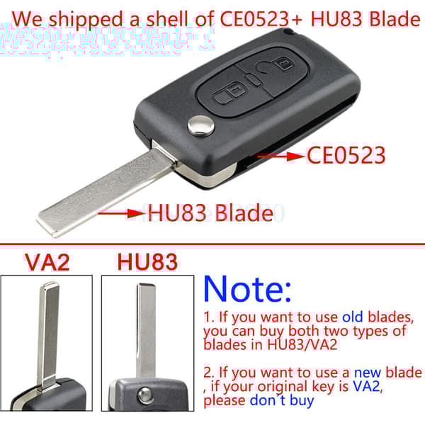 2Button Key Fob Case HU83 For Citroen C2 C8 C3 Picasso Dispatch Pin Removal Tool