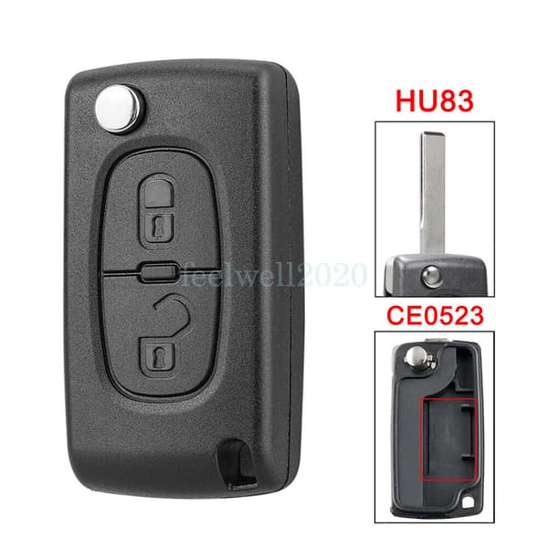 2 Button Flip Remote Key Fob Case HU83 for Citroen C2 C3 Picasso C4 C8 CE0523