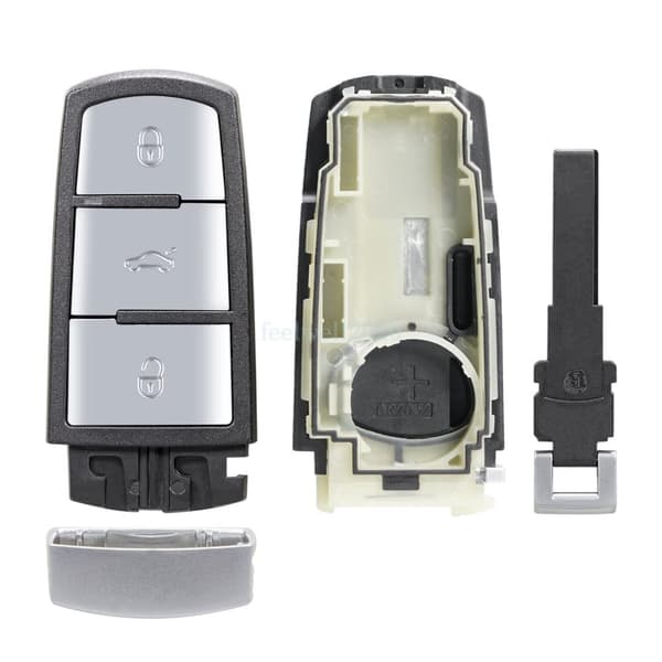 For VW Passat B6 B7 CC Magotan 3C 3 Button Remote Car Key Fob Case + Battery