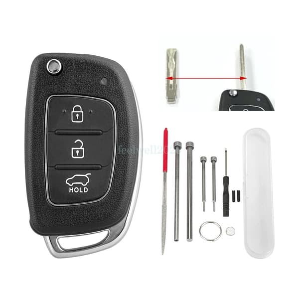 3 Button Flip Key Fob Shell Case For Hyundai I10 I20 I40 IX35 Santa Fe Set Tool