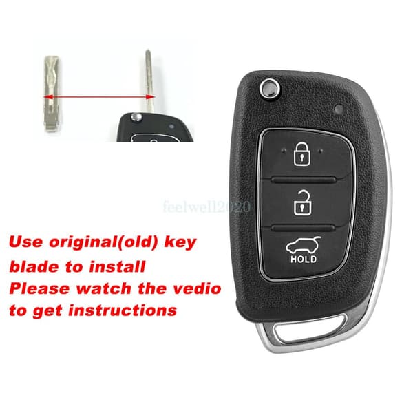 3 Button Flip Key Fob Shell Case For Hyundai I10 I20 I40 IX35 Santa Fe Set Tool