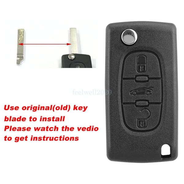 3 Button Car Flip Key Case Fob Shell Tool Set For Citroen C2 C3 C4 C8 Dispatch