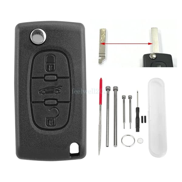 3 Button Car Flip Key Case Fob Shell Tool Set For Citroen C2 C3 C4 C8 Dispatch