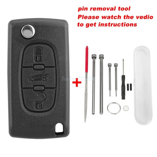 3 Button Car Flip Key Case Fob Shell Tool Set For Citroen C2 C3 C4 C8 Dispatch