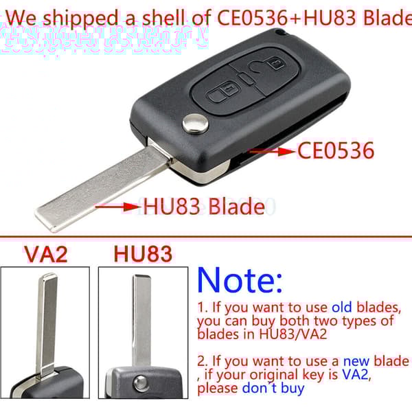2 Button Flip Key Fob Case For Citroen C2 C3 C4 C5 C6 Picasso Peugeot 207 307