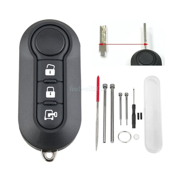3 Button Remote Flip Key Fob Case For Fiat 500 Ducato Doblo Bravo Punto Panda