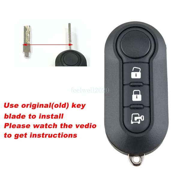 3 Button Remote Flip Key Fob Case For Fiat 500 Ducato Doblo Bravo Punto Panda