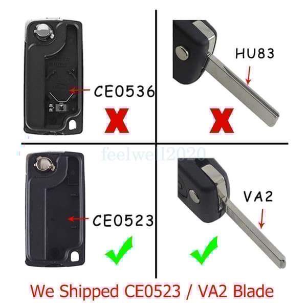 3 Button Flip Key Fob Case for Citroen C2 C3 C4 C5 C6 Berlingo Peugeot 207 307