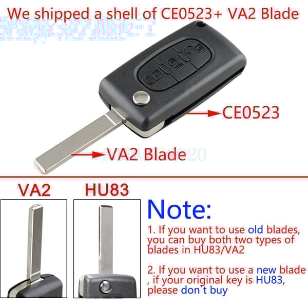 3 Button Flip Key Fob Case Tool Set For Citroen C8 C6 C4 C5 Grand Picasso VA2