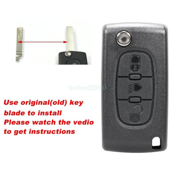 3 Button Flip Key Fob Case Tool Set For Citroen C8 C6 C4 C5 Grand Picasso VA2