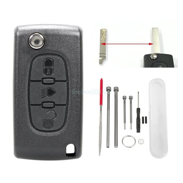 3 Button Flip Key Fob Case Tool Set For Citroen C8 C6 C4 C5 Grand Picasso VA2