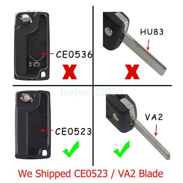 3 Button Flip Key Fob Case Tool Set For Citroen C8 C6 C4 C5 Grand Picasso VA2