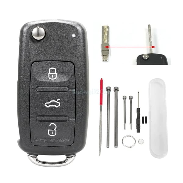 3 Button Flip Key Fob Case For VW Volkswagen Golf MK6 Polo Caddy Beetle Tool Set