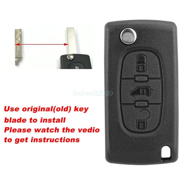 For Peugeot Expert Citroen Dispatch Van 3 Button Flip Key Fob Case Shell HU83