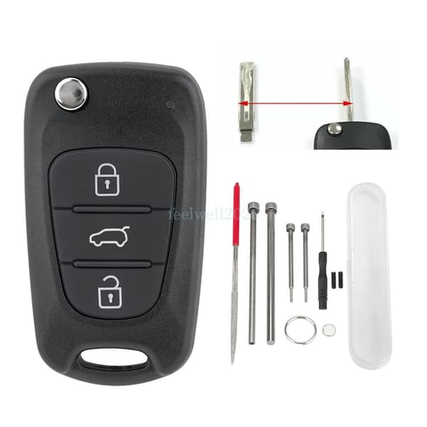 For Kia Sportage Sorento Ceed Pro Rio Soul Venga 3 Button Key Fob Case Set Tool