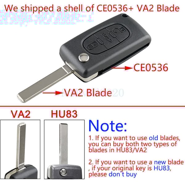 3B Car Remote Flip Key Case Fob For Peugeot 207 307 407 308 607 Pin Removal Tool