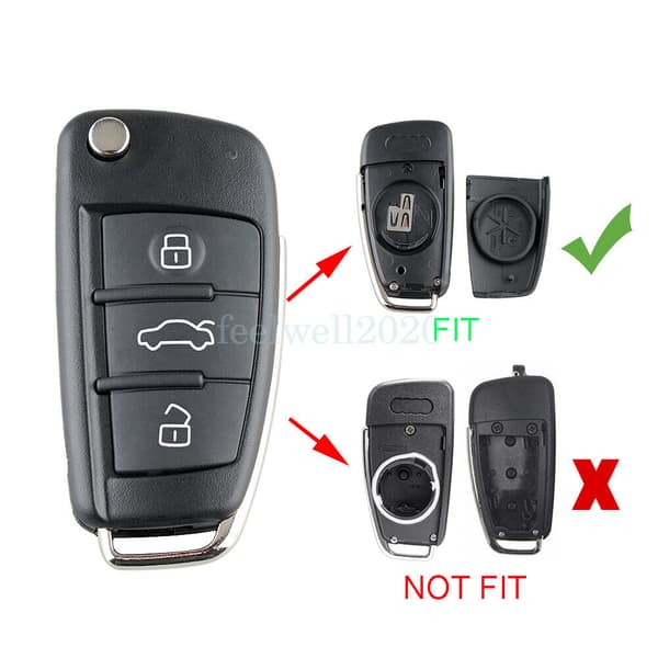 3 Button Remote Key Fob Shell For Audi A3 A4 A6 TT Q3 Q7 Repair Kit + Battery
