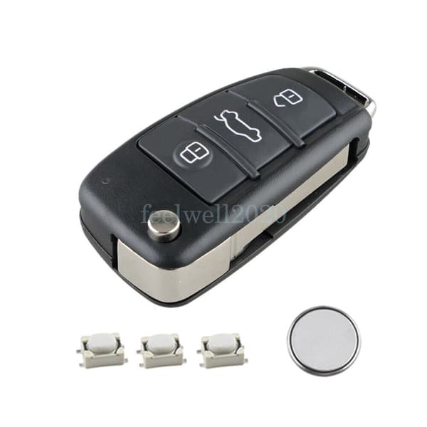 3 Button Remote Key Fob Shell For Audi A3 A4 A6 TT Q3 Q7 Repair Kit + Battery