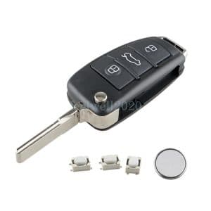3 Button Remote Key Fob Shell For Audi A3 A4 A6 TT Q3 Q7 Repair Kit + Battery
