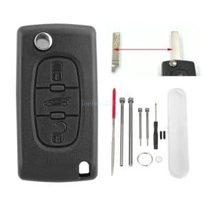 For Peugeot 407 307 CC 308 SW 207 3 Button Car Flip Key Fob Case Shell Set Tool