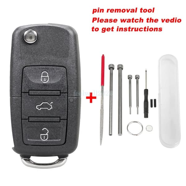 3 Button Flip Key Fob Case for VW Skoda Fabia Octavia Seat Leon Toledo Tool Set