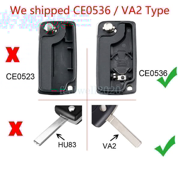 2Button Flip Key Case Set Tool For Citroen C2 C3 Picasso Berlingo DS3 Remote Fob