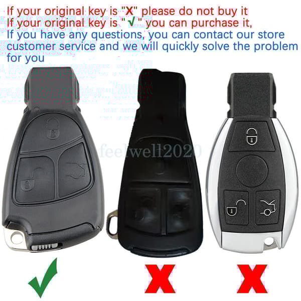 3 Button Key Case Fob Uncut Blade For MERCEDES BENZ C E B S Class CL SL CLK SLK