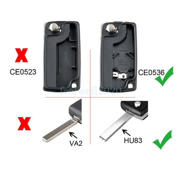 For Peugeot 107 207 307 407 Replacement 3 Button Flip Key Fob Cover Case CE0536