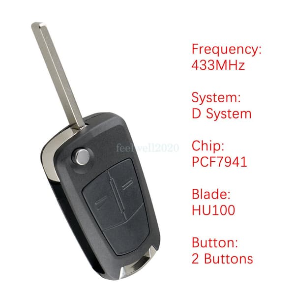 433Mhz For Vauxhall Opel Meriva B Corsa D 2 Button Flip Remote Key Fob PCF7941