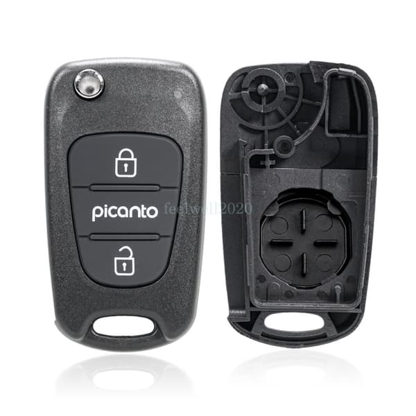 For Kia Picanto 2 3 Button Flip Remote Flip Car Key Fob Case Shell Cover + Blade