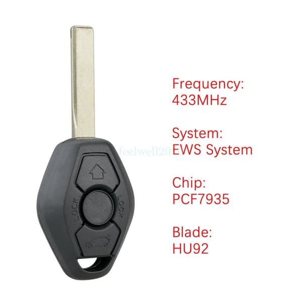 3 Button Remote Key Fob 433MHz EWS for BMW 3 5 6 7 8 Series M3 M5 M6 X5 X3 Z3 Z4
