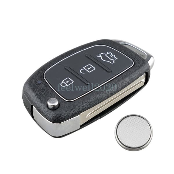For Hyundai I10 I20 I40 IX35 Tucson 3 Button Flip Remote Key Case Cover Battery