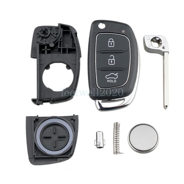 For Hyundai I10 I20 I40 IX35 Tucson 3 Button Flip Remote Key Case Cover Battery