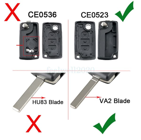 For Citroen C4 Grand Picasso C5 C6 C8 Light 3 Button Flip Remote Key Fob Case