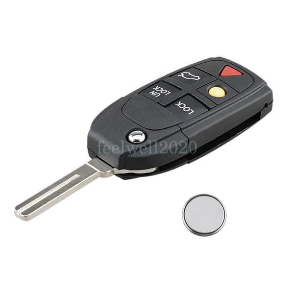 For VOLVO S60 S80 V70 XC70 XC90 Flip Remote Key Fob Case Shell Battery CR2032