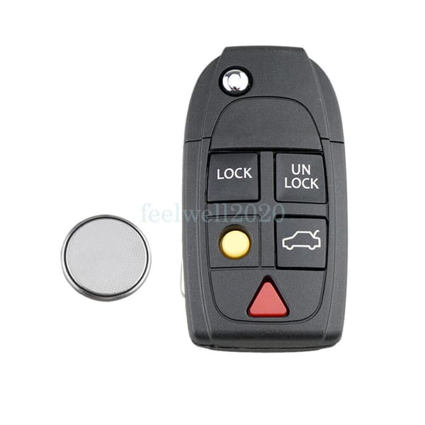 For VOLVO S60 S80 V70 XC70 XC90 Flip Remote Key Fob Case Shell Battery CR2032