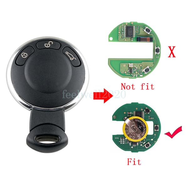 3 Button Remote Key Fob Case Cover for BMW Mini Cooper S Clubman Coupe + Battery