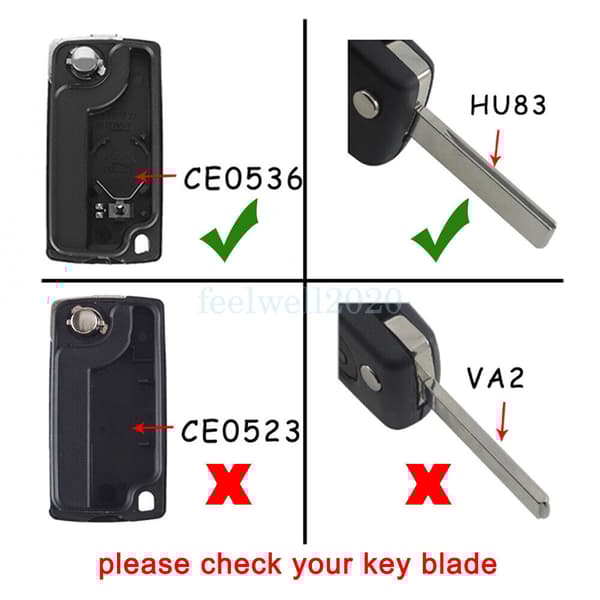 3 Button Remote Flip Key Fob Case HU83 For Citroen C3 Picasso Dispatch C2 C4 C8