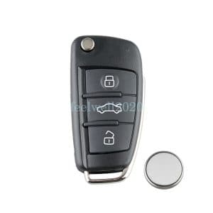 Flip Remote Key Fob Case Cover 3 Button + Battery For Audi A3 A4 A6 Q7 TT RS6 S3