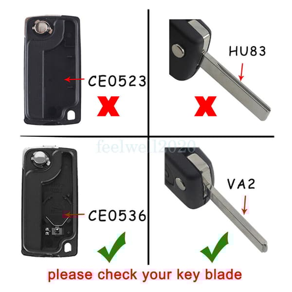 2Button Remote Flip Key Case Cover for Citroen C2 C3 Picasso Berlingo Remote Fob