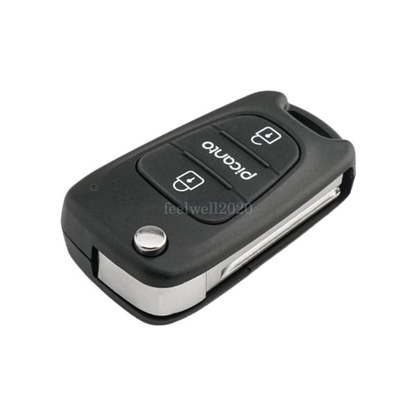 For Kia Picanto 2 / 3 Button Flip Key Remote Shell Fob Case Cover Battery CR2032