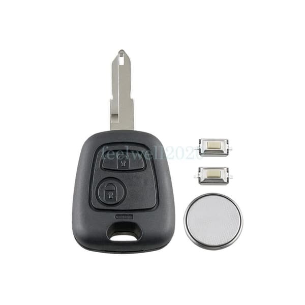 2 Button Remote Key Fob Shell Cover For Peugeot 206 Replacement + Switch Battery