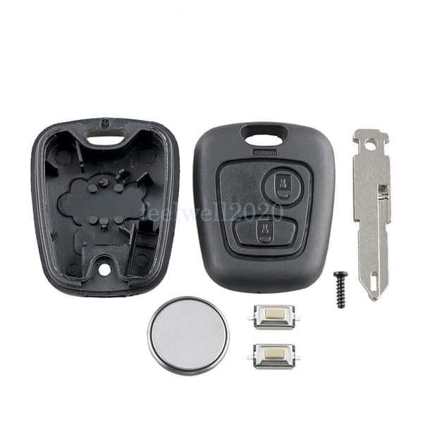 2 Button Remote Key Fob Shell Cover For Peugeot 206 Replacement + Switch Battery