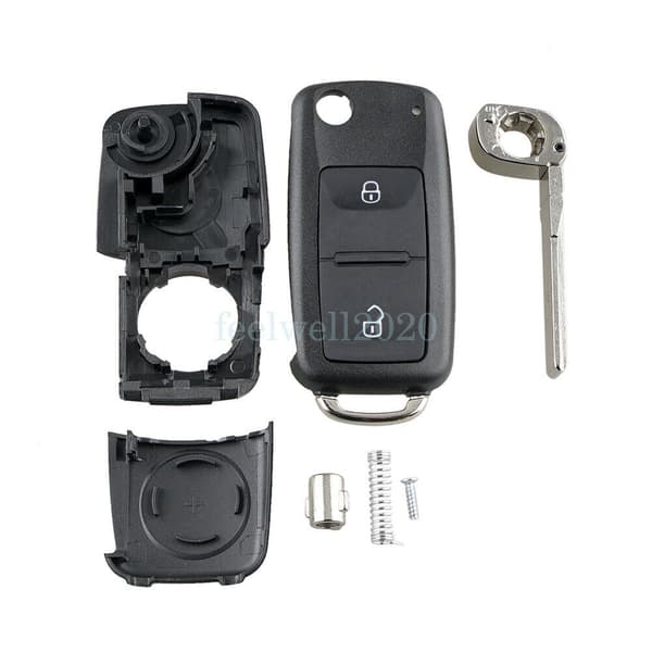 2 Button Key Case Shell + Battery For VW Transporter T5 Polo Golf UP Remote Fob