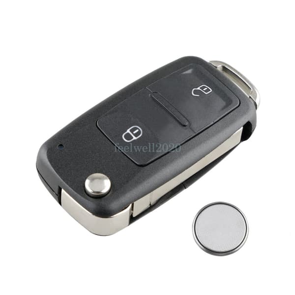 2 Button Key Case Shell + Battery For VW Transporter T5 Polo Golf UP Remote Fob