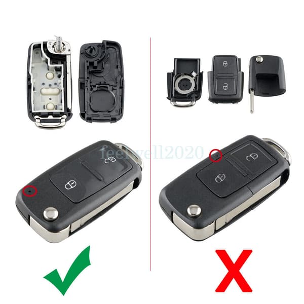 2 Button Key Case Shell + Battery For VW Transporter T5 Polo Golf UP Remote Fob